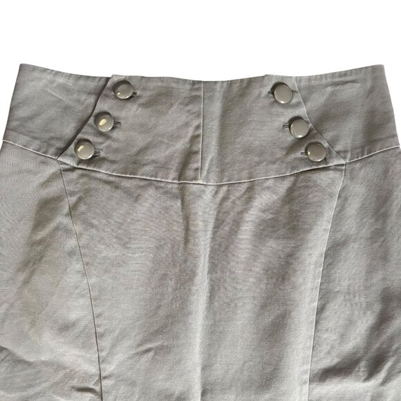 Worthington Gray Button Front High Waisted Pencil Skirt 12P Cotton Blend Petite - Picture 2 of 5
